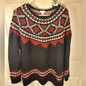 J Jill Fair Isle sweater. Great condition. XL. Black with red and white.